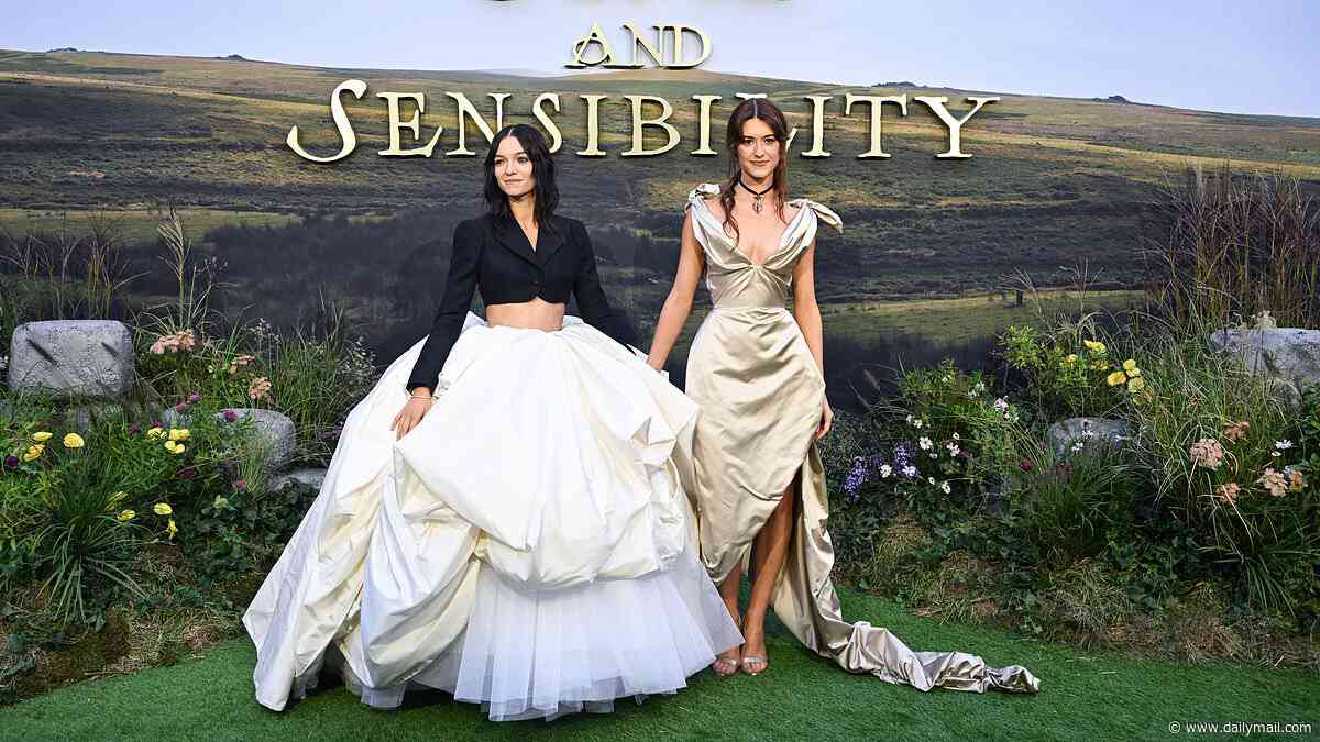 Sense and Sensibility sisters Daisy Edgar-Jones and Esmé Creed-Miles hold hands as they lead glamorous arrivals at the London premiere