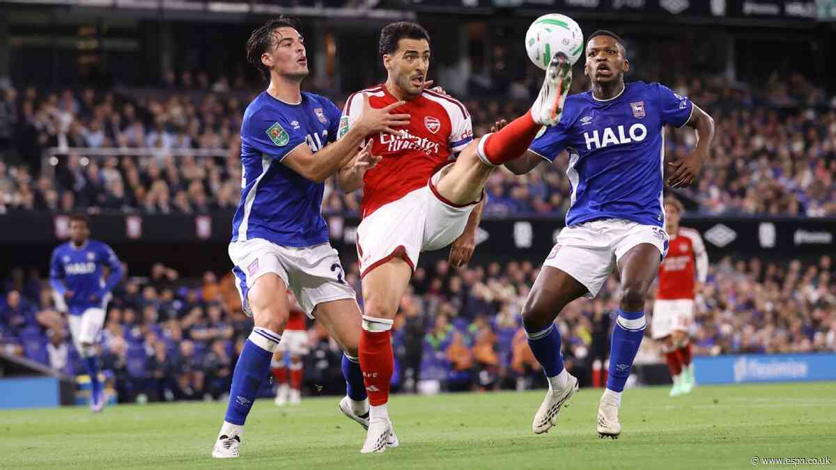 Carabao Cup LIVE: Merino strike sends Arsenal 4-1 up at Ipswich, Gakpo put Liverpool ahead by two against Spurs in third round