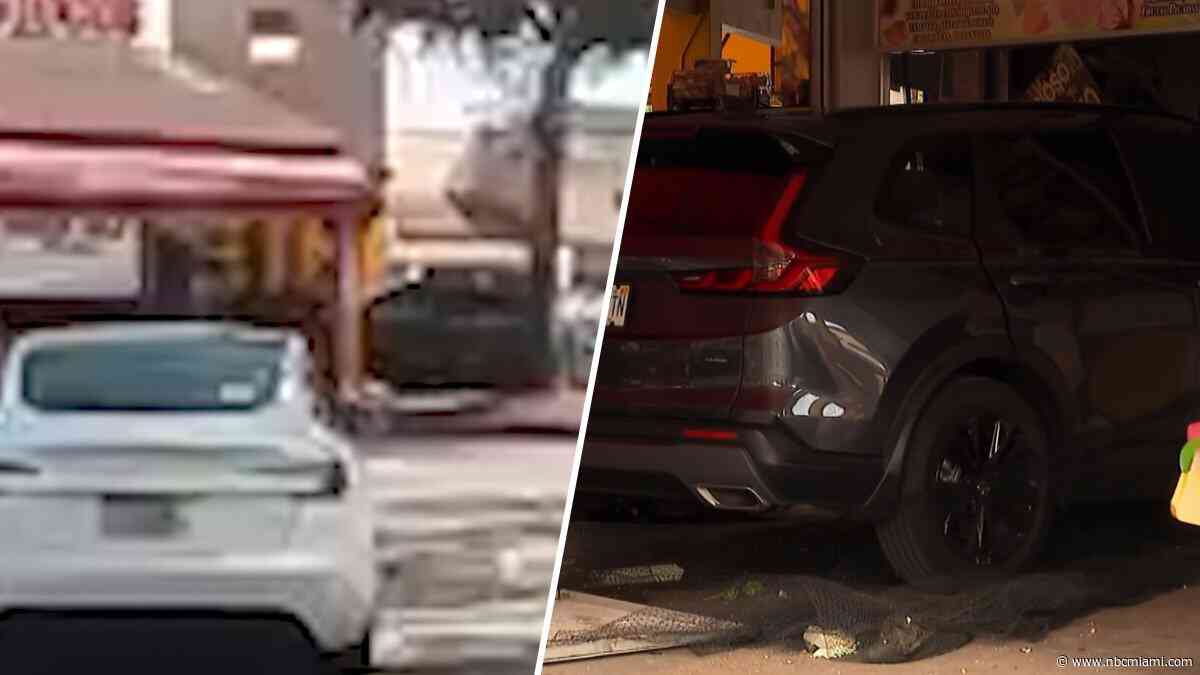Surveillance shows car crashing into Cuban restaurant in Kendall