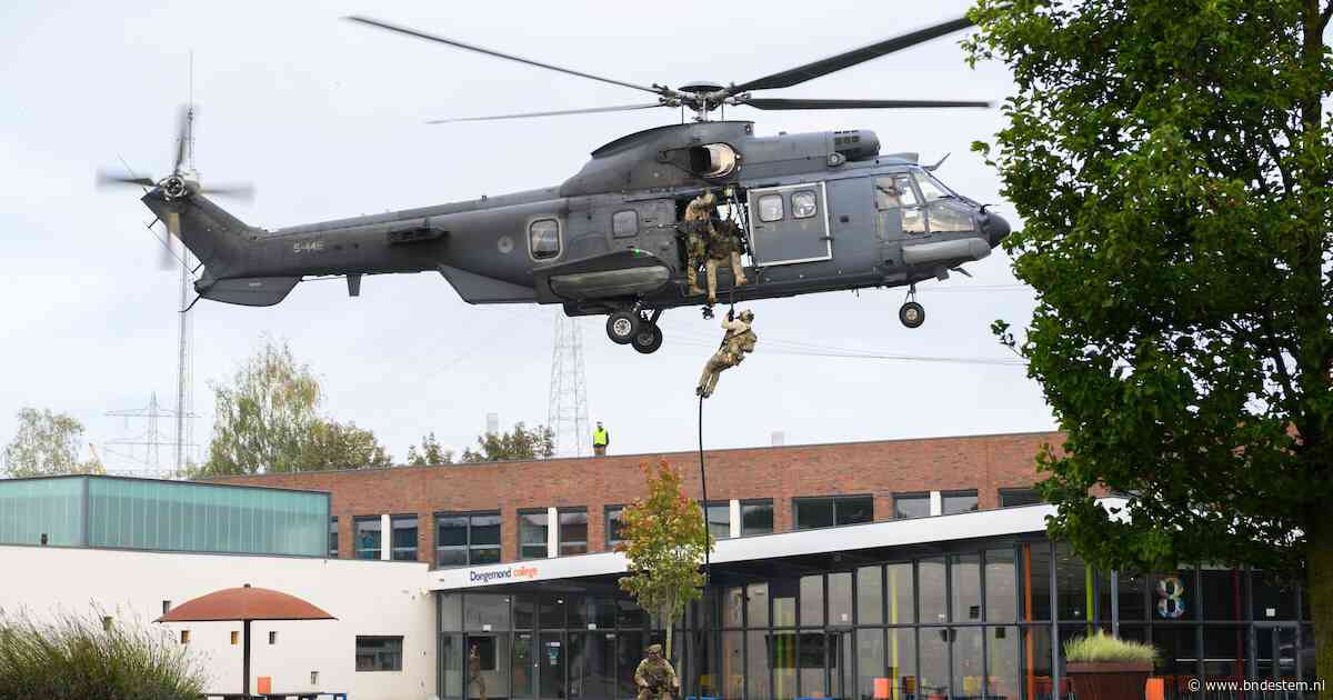 Dit is waarom helikopters boven Geertruidenberg vliegen en militairen op het schoolplein van het Dongemond College rondlopen