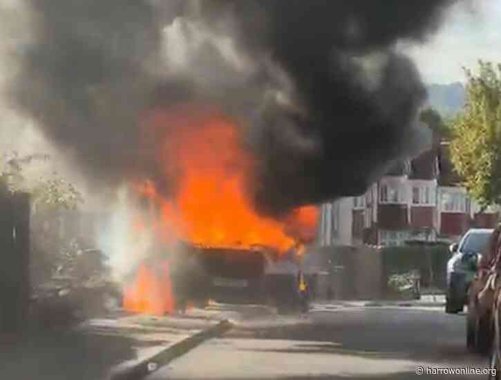 Van carrying scrap metal destroyed by fire in Wembley