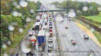 M56 LIVE as all traffic stopped on motorway near Manchester Airport with queues building amid 'multi-vehicle crash'