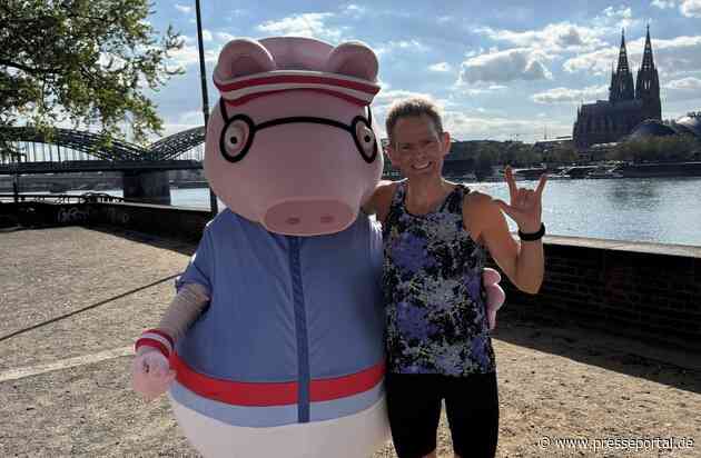 Kölner Rheinufer: Papa Wutz trainierte für den BMW BERLIN-MARATHON / Laufen für den guten Zweck