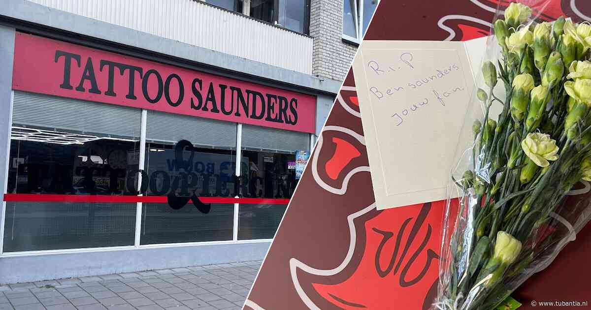 Bloemen voor overleden Ben Saunders voor deur van familiezaak in Enschede: ‘Zo’n jonge vent’