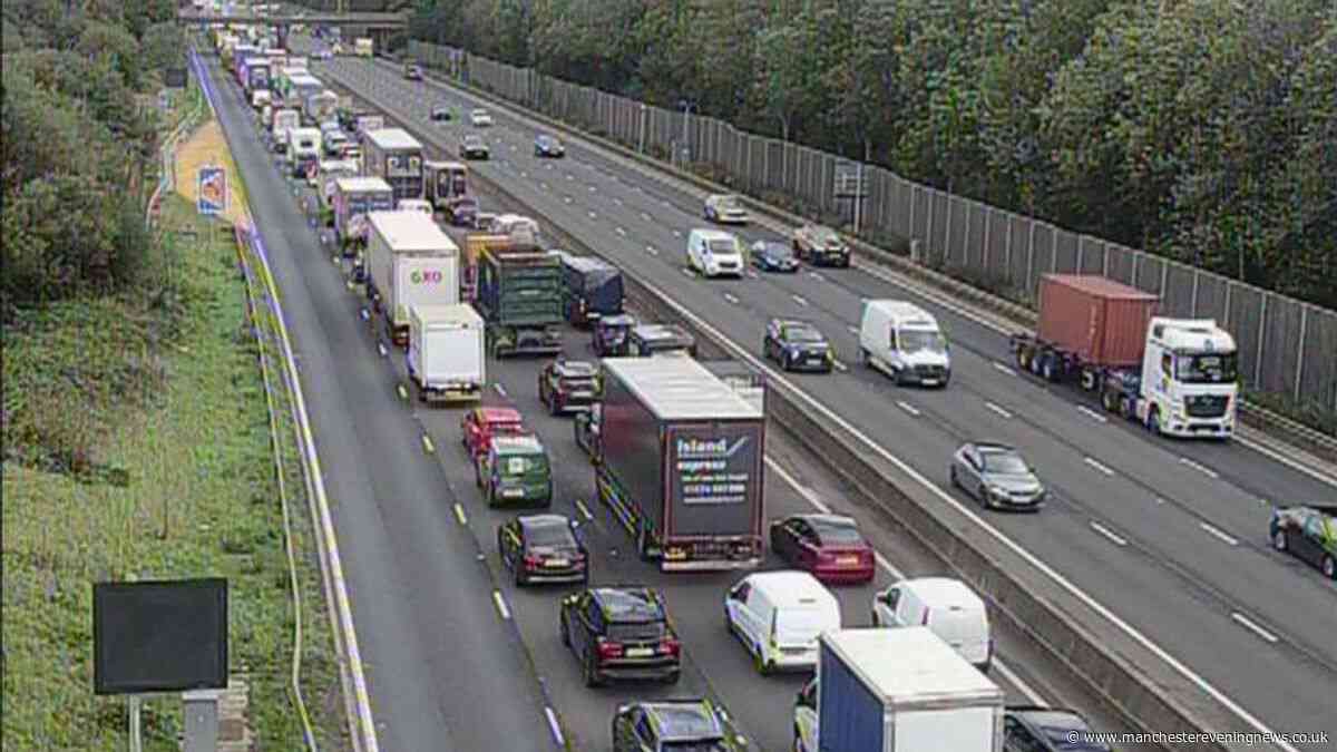 M62 traffic LIVE as all traffic STOPPED eastbound near Eccles interchange