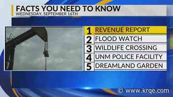 Revenue report, Flood watch, Wildlife crossing, UNM police headquarters, Dreamland garden