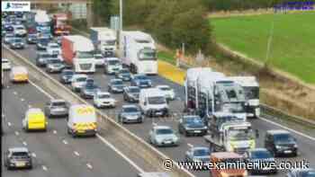 M1 all traffic held LIVE as crash causes long delays