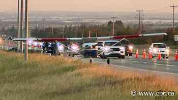 Small plane makes emergency landing on highway east of Edmonton
