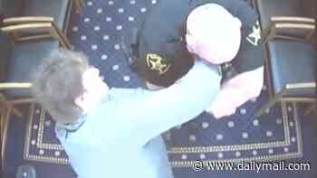 Hulking criminal breaks out of handcuffs and punches officer in the throat in wild courthouse escape chase