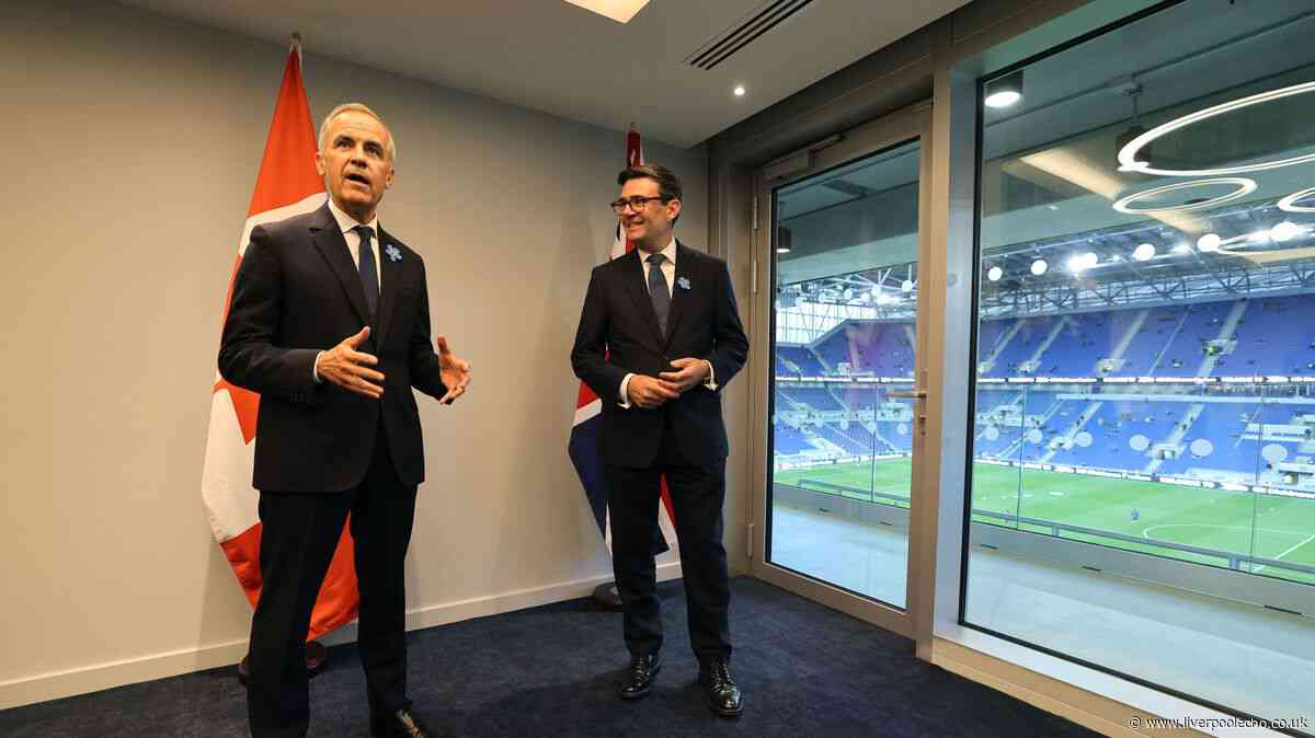 Andy Burnham meets Mark Carney at Hill Dickinson Stadium ahead of Everton match