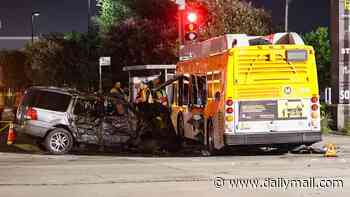 Woman is arrested for MURDER for 'causing deadly LA bus collision' that NBC journalist was reporting on when her helicopter crashed