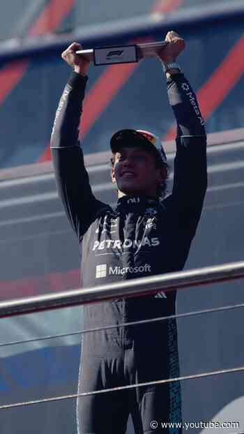 Soaking in a first victory in Spain 😍 #f1 #mercedesf1 #kimiantonelli