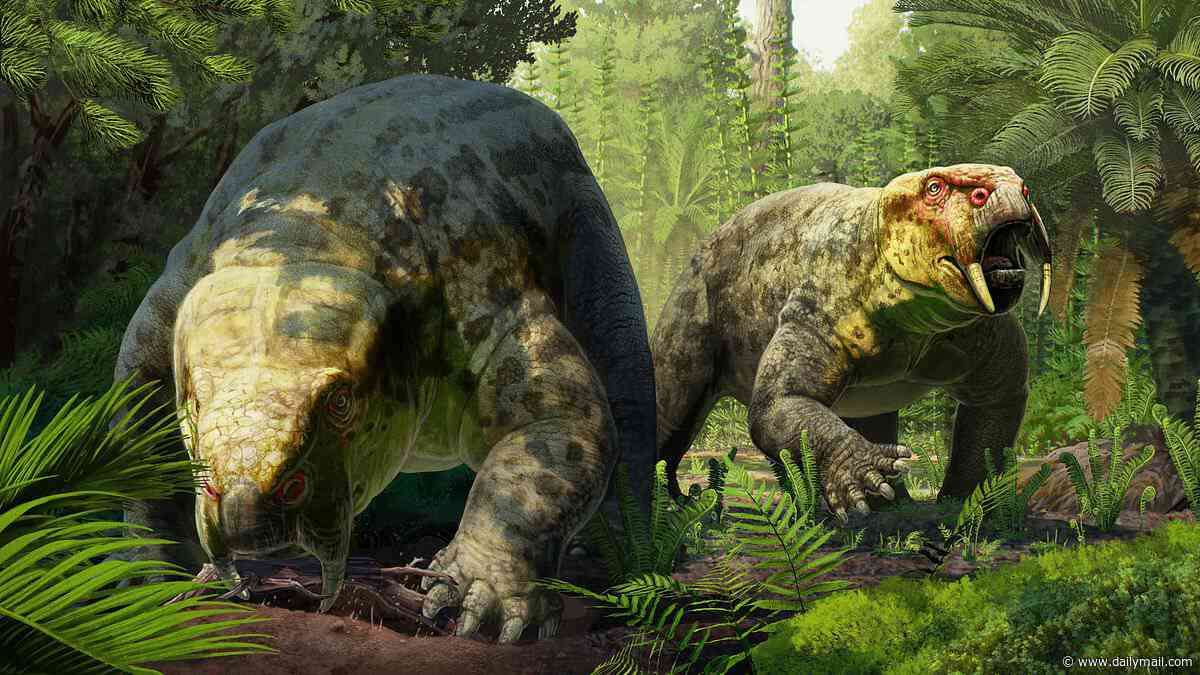 Dino-mite discovery! Bizarre prehistoric species that looked like a 'huge pig with a turtle's beak and tusks' roamed Tanzania 240million years ago - and it could change the dinosaur timeline