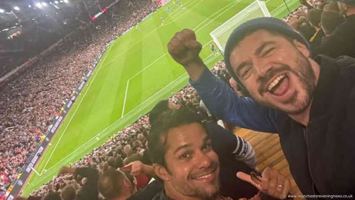 Coronation Street stars beaming as they're seen during Manchester United defeat at Old Trafford