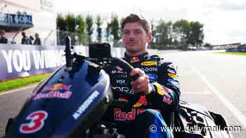 Max Verstappen WINS chaotic go karting race against 100 influencers: Formula One star sees off content creators in just 14 LAPS after starting from the back of the grid at Silverstone