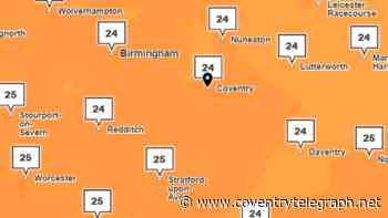 Coventry's weather map turns orange as 25C heat looms