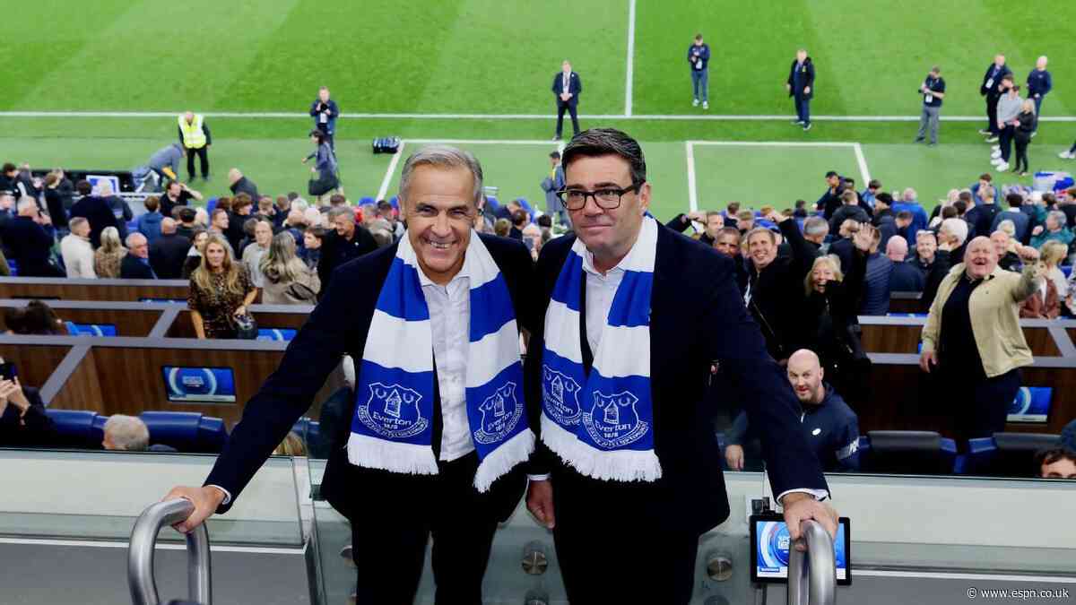 Burnham watches Everton with Canadian PM Carney