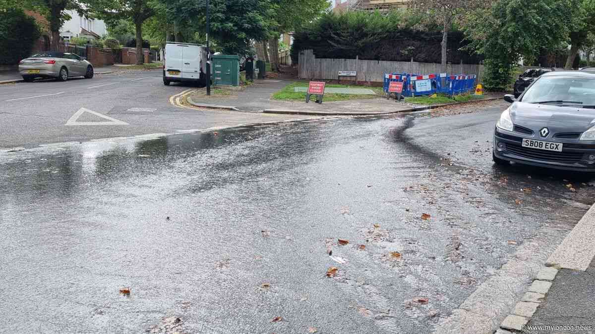 'We're banned from using hosepipes but Thames Water hasn't fixed leak flowing down street for weeks'