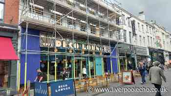 Scaffolding appears on Bold Street building after historic Art Deco windows destroyed