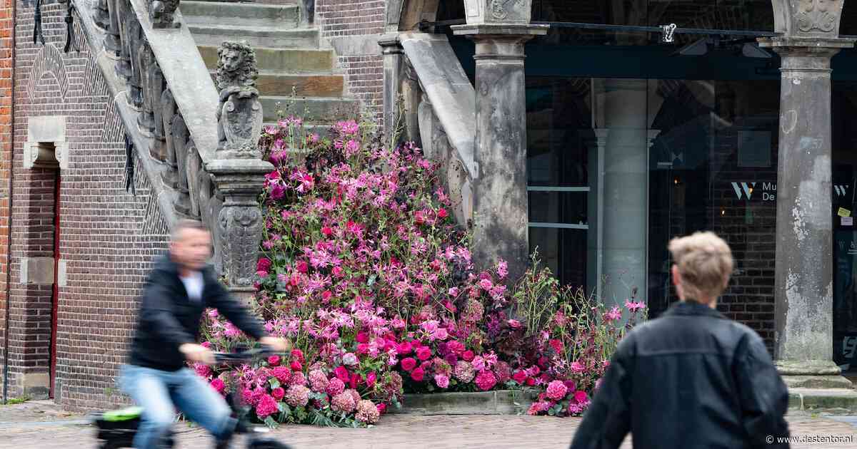 Deze bloemen stonden dinsdag nog naast de troon van de koning, nu liggen ze gratis voor het grijpen in Deventer