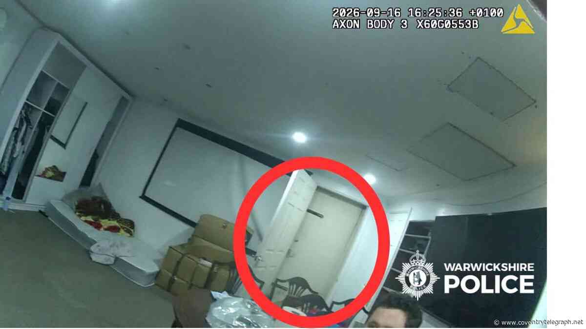 Moment police found 'surprise' behind 'mystery door' in basement of Warwickshire nail bar