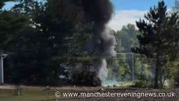 F-16 fighter jet crashes and pilot 'parachutes' from plane