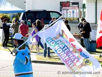 Protesters and counter-protesters clash at Mill Woods affordable housing site
