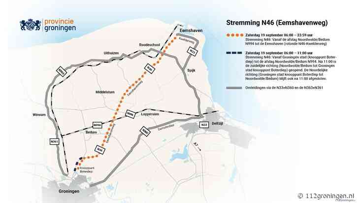 Eemshavenweg (N46) zaterdag 19 september hele dag afgesloten
