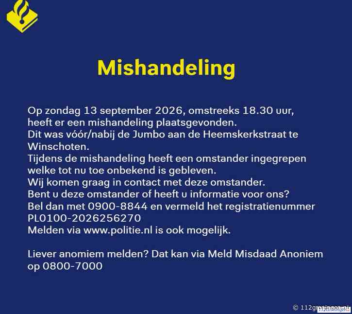 Winschoten: Politie zoekt omstander na mishandeling bij Jumbo