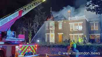 Roof destroyed by fire in derelict Croydon house