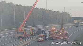 M1 traffic - live: Huge queues from Junctions 23 and 24 after lorry overturns near Kegworth
