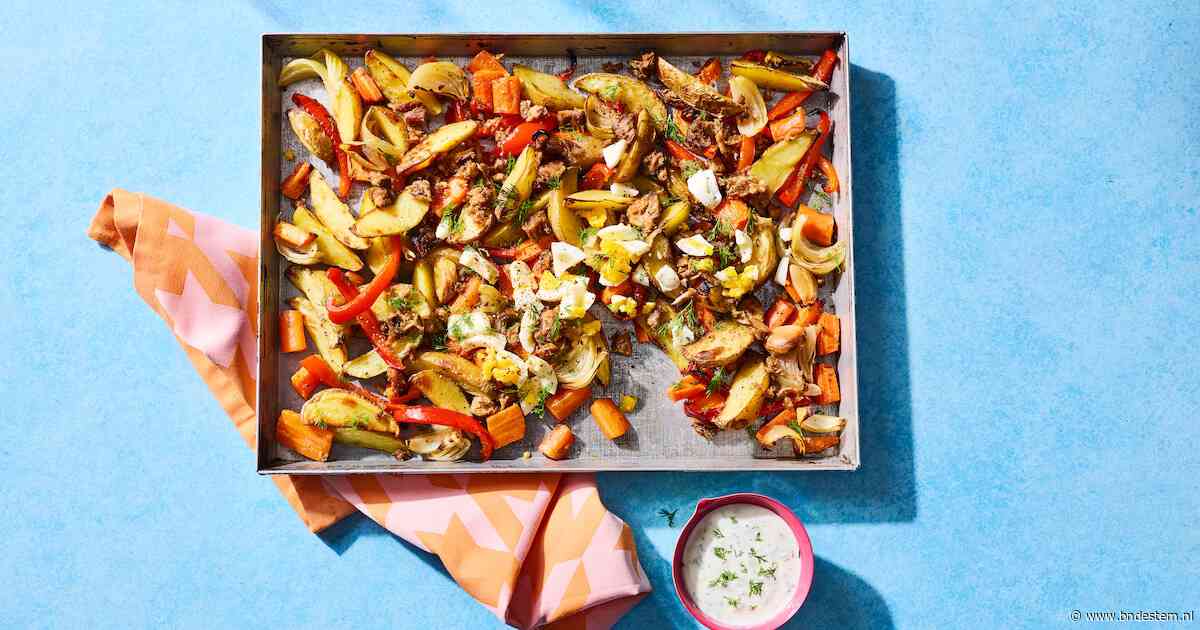 Wat Eten We Vandaag: Tonijn-aardappeltraybake met citroen-dilleyoghurt