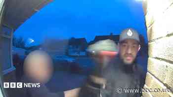 Moment man with knife threatened couple at their doorstep