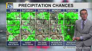 Many storms then drier and slightly warmer weather around New Mexico