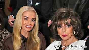 Joan Collins, 93, shows off her legs while mingling with Katherine Jenkins in the front row as stars celebrate 100 years of M&S looks at the brand's first ever London Fashion Week show