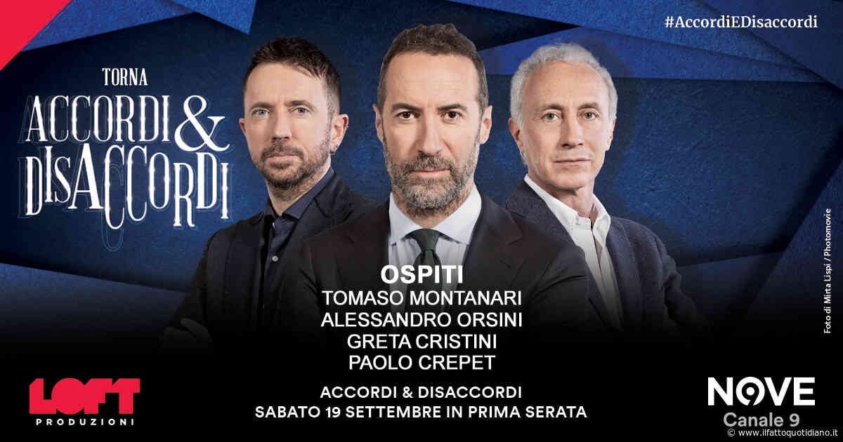 Montanari, Orsini, Cristini e Crepet ospiti di Sommi ad Accordi&Disaccordi sabato 19 settembre. Con Travaglio e Scanzi