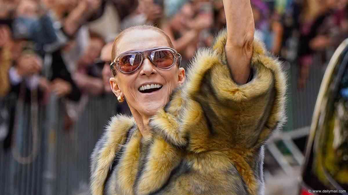 Celine Dion puts on an animated display as she greets crowds of her adoring fans with the help of her bodyguard ahead of another comeback show in Paris