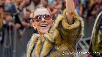 Celine Dion puts on an animated display as she greets crowds of her adoring fans with the help of her bodyguard ahead of another comeback show in Paris