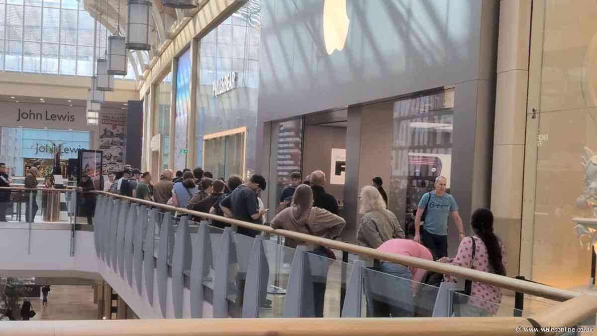 Long queues for new iPhone 18 as it goes on sale in Cardiff