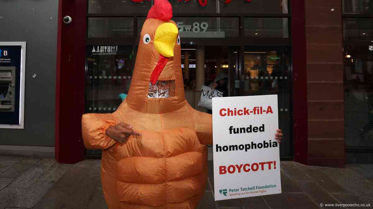 'Chicken' calls for boycott at Chick-fil-A on Lord Street