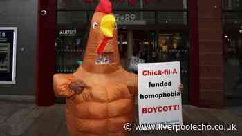 'Chicken' calls for boycott at Chick-fil-A on Lord Street