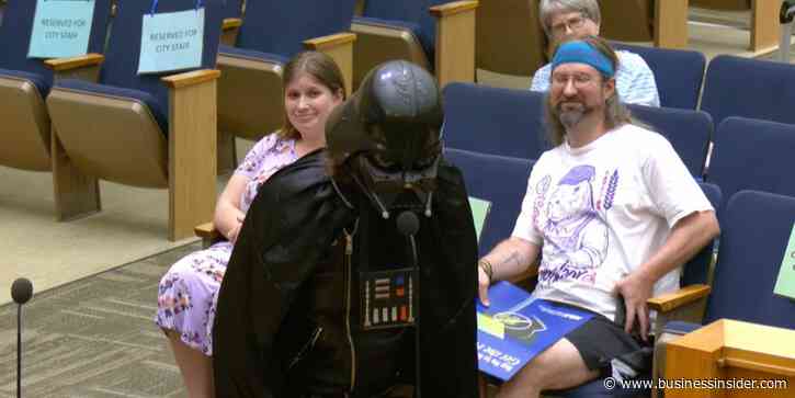 A Darth Vader costume, a poem, and droning noise: Americans get creative to protest Flock cameras and data centers