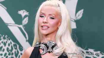 Christina Aguilera, 45, wows in a plunging black gown as she joins youthful Eva Herzigová, 53, and Monica Bellucci, 61, at Prince Albert II of Monaco Foundation gala