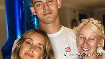 Louise Redknapp's sons Charley, 22, and Beau, 17, tower over her as they celebrate her mum's birthday