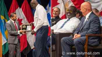 NBA icon Shaquille O'Neal towers over Kash Patel as he becomes an FBI special agent in bizarre scene