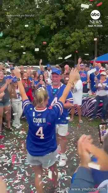 Bills fan pops the question during first tailgate at new stadium