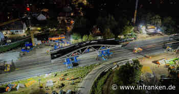 A70 bei Bamberg: Spektakuläre Bilder - neue Brücke eingeschoben