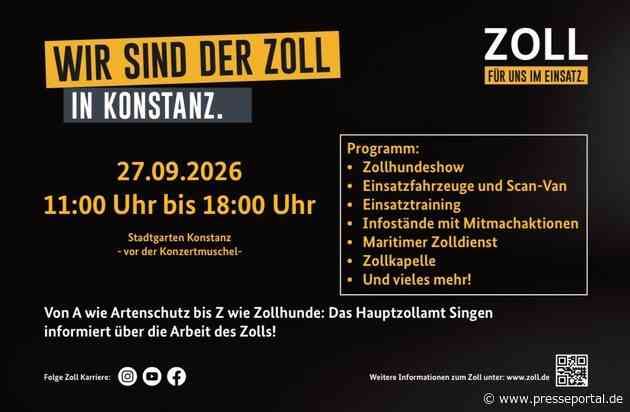 HZA-SI: Veranstaltung "Wir sind der Zoll - 75 Jahre ZOLL in der Bundesrepublik Deutschland" im Stadtgarten Konstanz am 27. September 2026