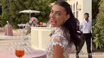 Francesca Allen kicks off her wedding weekend with a VERY lavish welcome drinks overlooking the French Riviera as she stuns in a sheer floral gown
