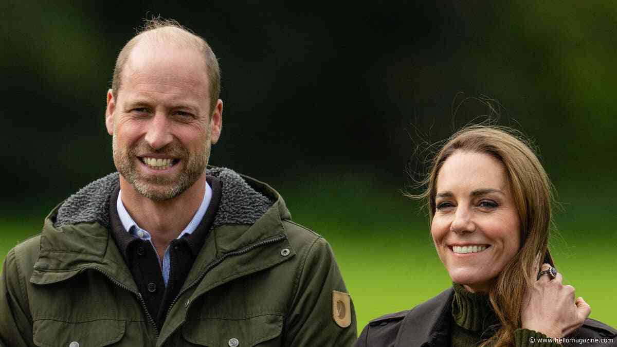 Moment Prince William attempts to hurry wife Kate Middleton along